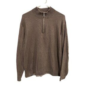 Tommy Bahama Pullover Sweater Size Large Quarter Zip Long Sleeve Brown Cozy Knit